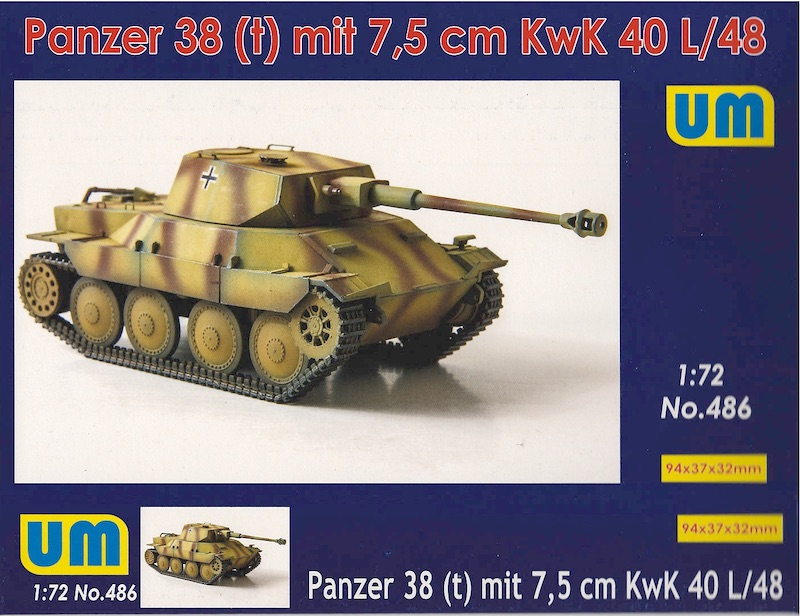 UM / UniModel 1/72 Panzer 38(t) with 7.5cm KwK 40 L/48, German WWII tank project