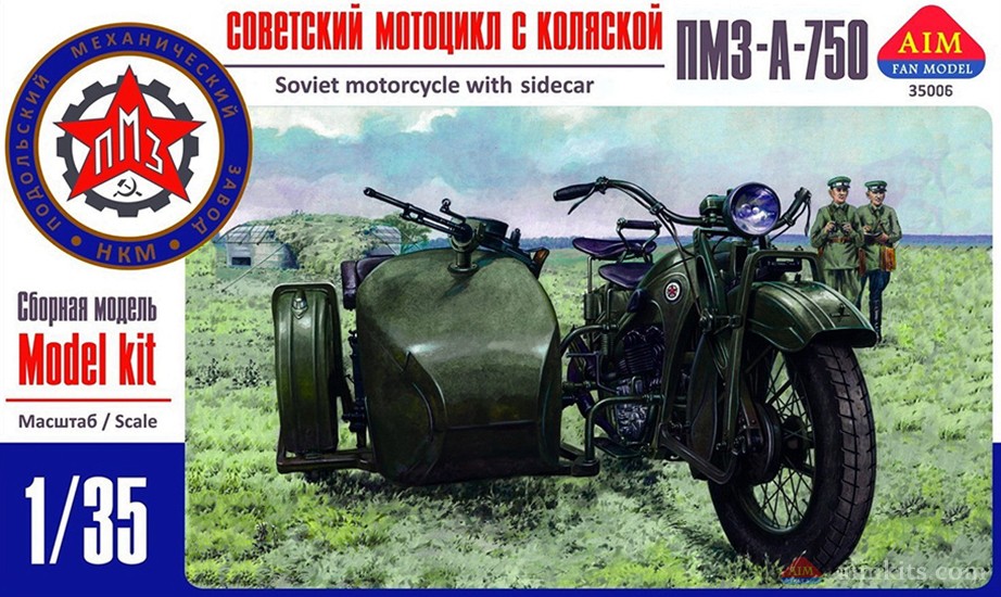 AIM 1/35 PMZ-A-750, Soviet WWII motorcycle with sidecar